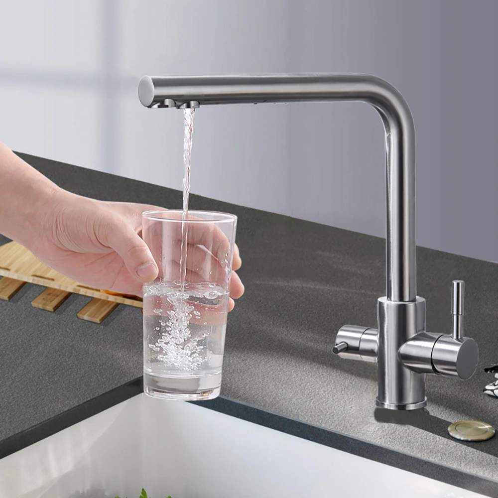 

drinking filtered water kitchen faucet Purification tap Dual Handle Faucet Kitchen sink tap 720 degree faucet filter