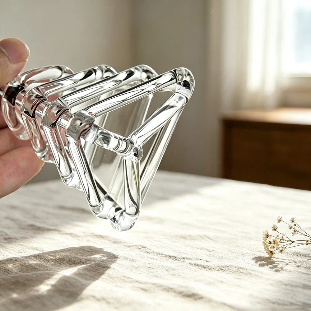 Transparent Triangular Ball Glass Vase Minimalist Zen-Inspired Design Handmade Art Vase Unique Desktop Decoration Vase