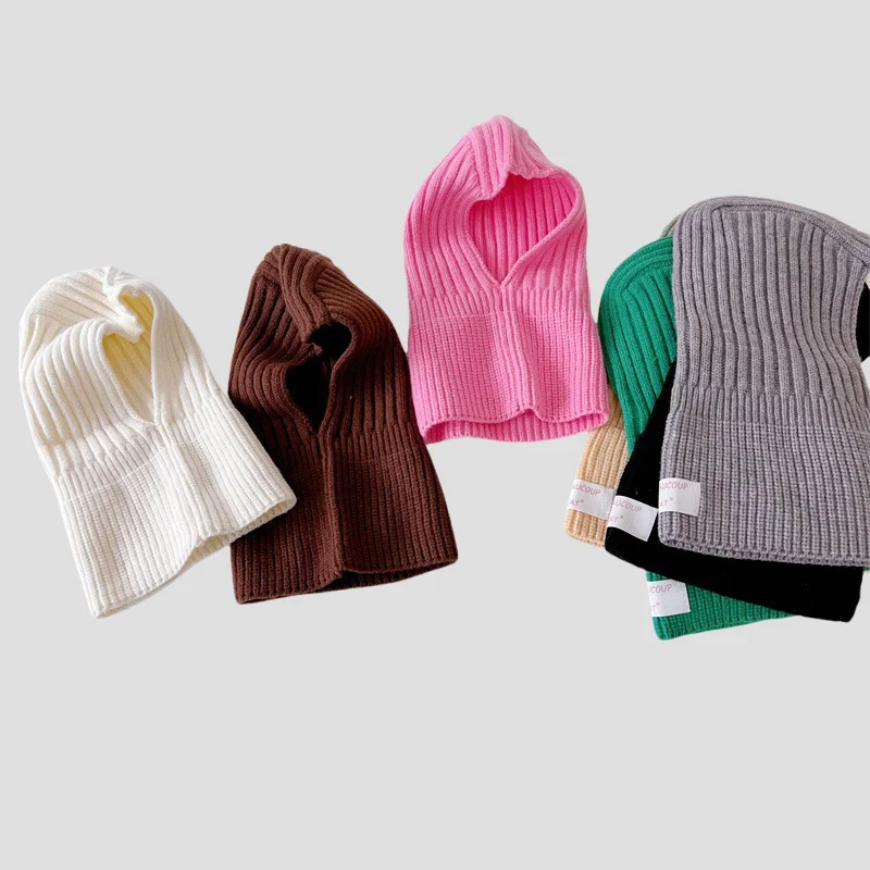 

Korean INS Style Kids Ribbed Knit Beanies Solid Color Winter Warm Soft Knitted Caps for Toddlers Children
