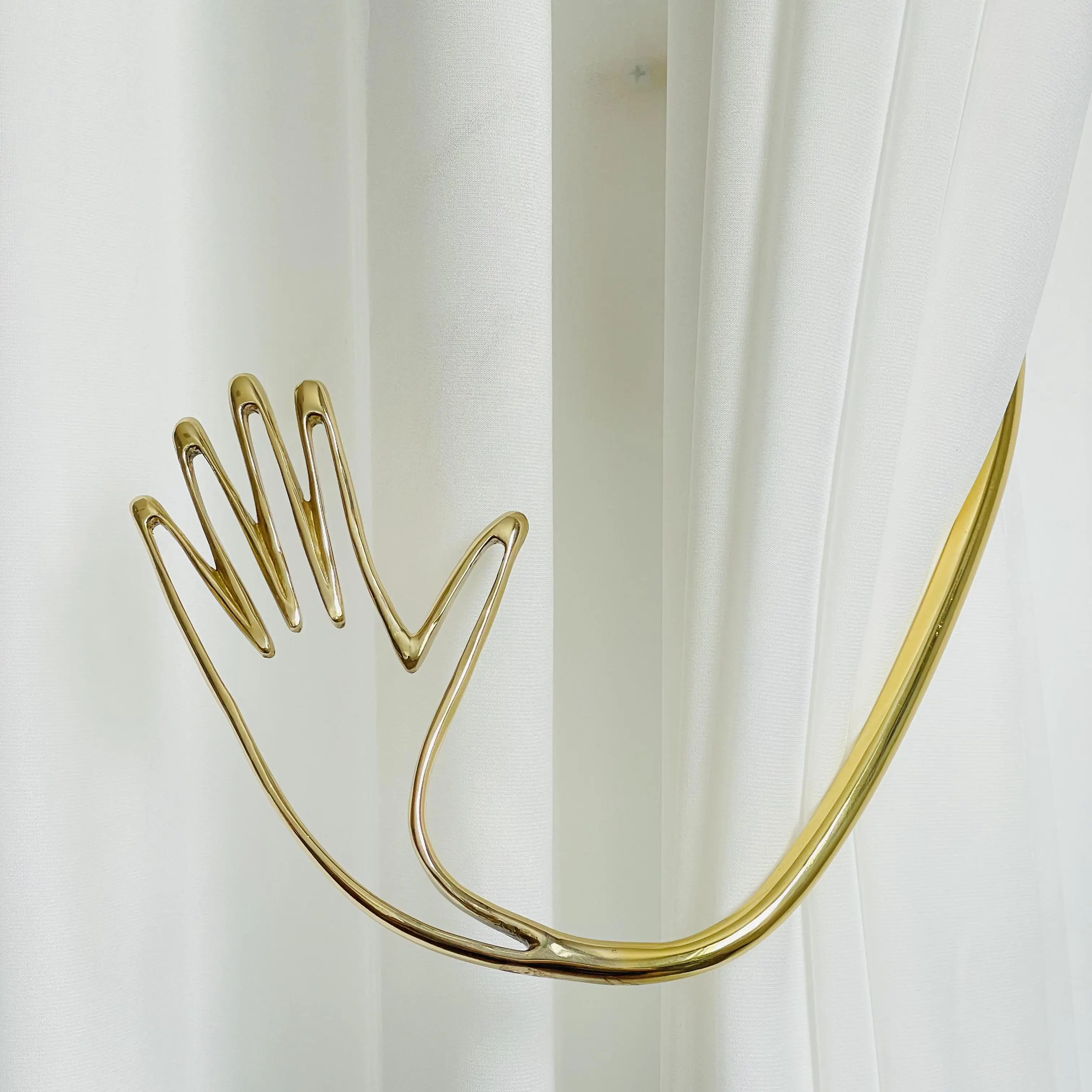 Vorhang mit festem Vorhang zur Wandmontage, Metall-Vorhanghaken – H34 (handgefertigtes Messing)