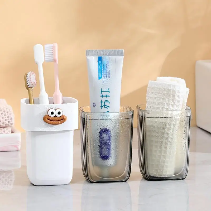 حامل فرشاة أسنان للسفر مع كوب غسول الفم محمول متين على شكل بيضاوي لتخزين معجون الأسنان بالفرشاة صندوق أدوات الأسنان