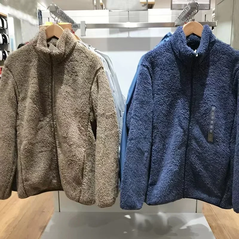 

Мужская легкая теплая куртка-худи на флисовой подкладке из кораллового флиса, однотонная, с воротником-стойкой, осенне-зимняя, приталенного кроя