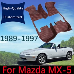 Custom Leather Car Floor Mats For Mazda MX-5 Miata Eunos Roadster NA 1989~1997 2seat Automobile Carpet Rugs Foot Pads Interior