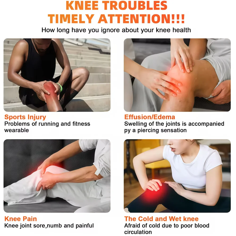

Электрический массажер для колена, грелка, вибрационная обертка, 5-ступенчатый тепловой массажный бандаж для колена, перезаряжаемый наколенник, облегчение усталости