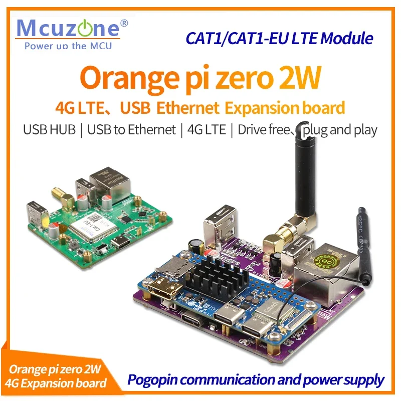 

OrangePi zero 2W 4G LTE Expansion board,2*USB2.0 HS,100Mbps Ethernet ,4G CAT1 driver-free,debian,ubuntu os