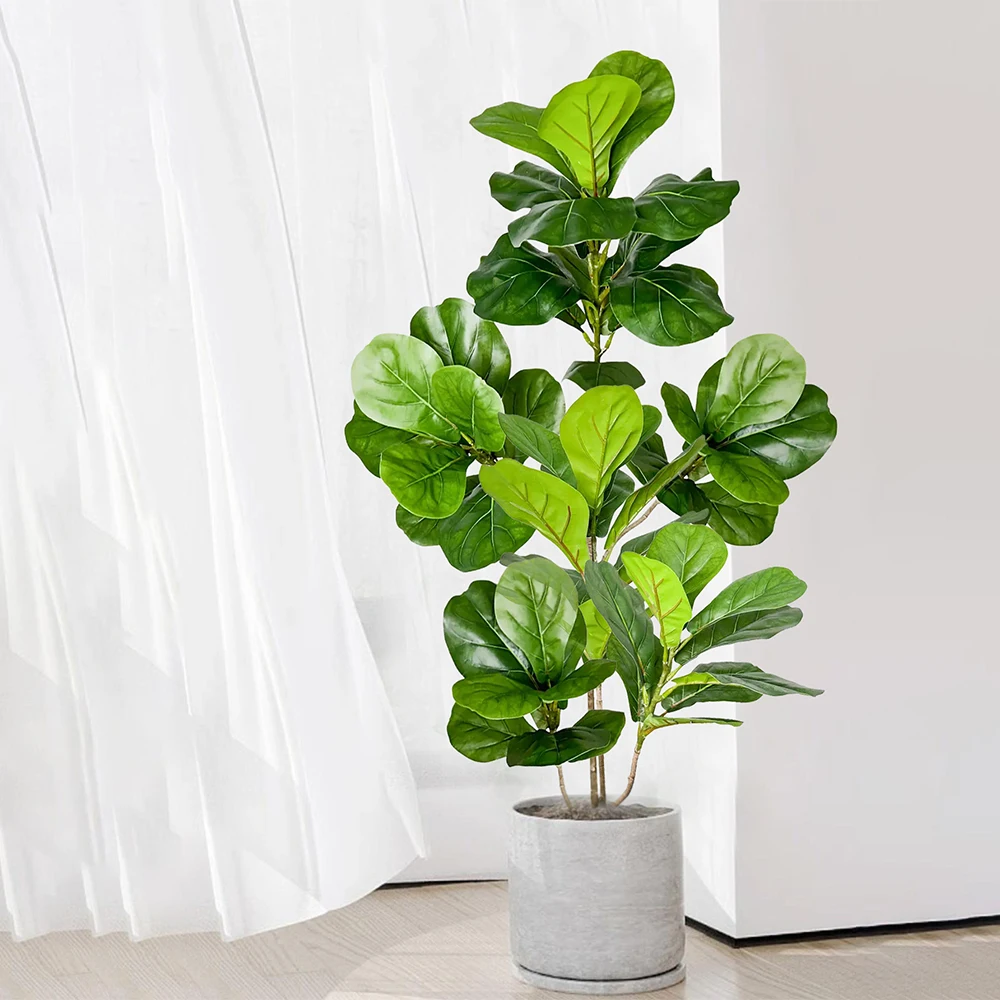 70-135cm Große Künstliche Geigenpflanzen, Künstlicher Ficus-Baum, Künstliche Palmenzweige, Plastik-Monstera-Pflanzen für Heim, Garten, Hochzeitsdekoration – Detail 3