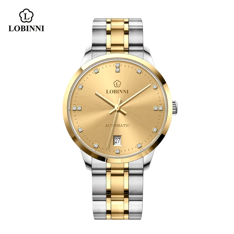 ساعة يد LOBINNI 33 ملم كلاسيكية للنساء من الفولاذ المقاوم للصدأ للسيدات ميوتا 821A حركة أوتوماتيكية ميكانيكية