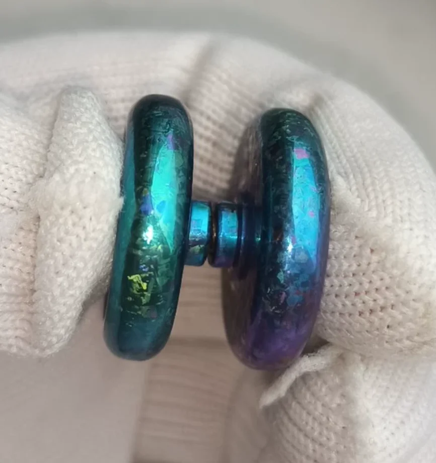 Used EDC Ice crystal titanium button 24.5 * 17mm Stress Relief Toy Haptic Spinner Fingertip Gyroscope Decompression Toys