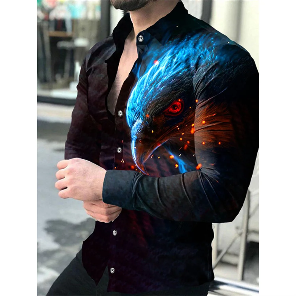 High Quality European American Men's Clothing Casual Fashion Printed Shirt Single-Breasted Cardigan Long Sleeve Shirt Men 2023