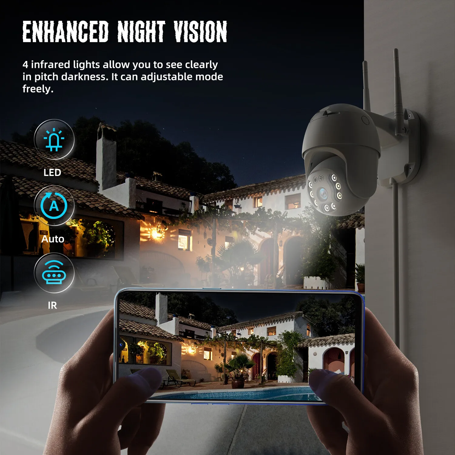 1080P HD IP CCTV Camera Waterproof Outdoor WiFi PTZ Security Wireless IR Cam NVR