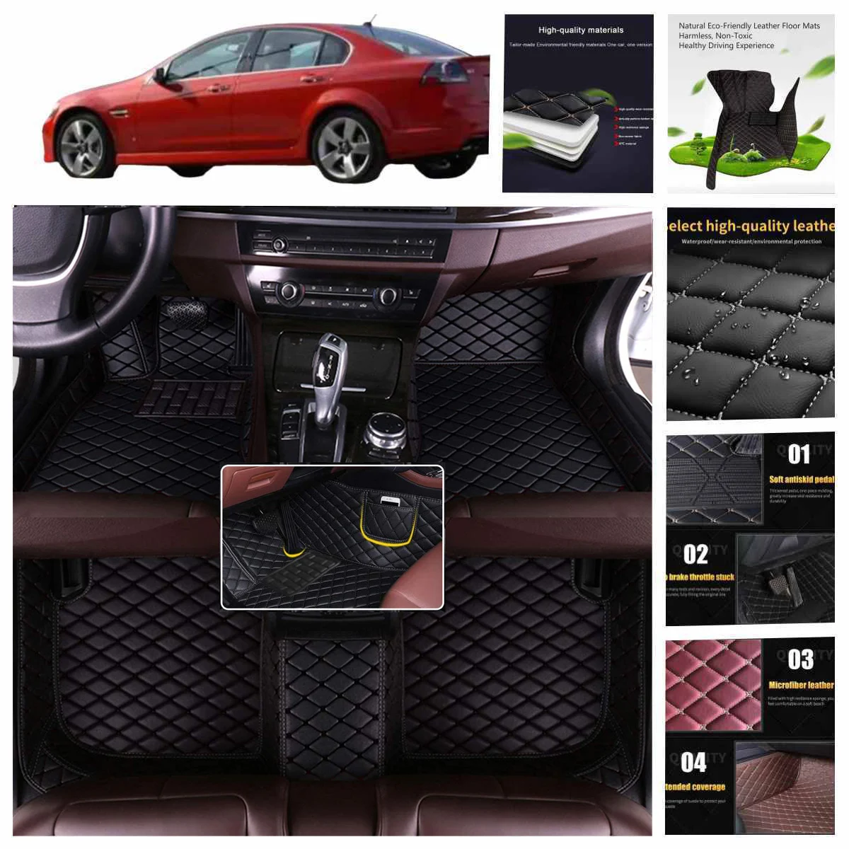 3D PU-leather Waterproof Custom Car Floor Mats For VW Phaeton 2002-2016 Years Auto Carpets Accessorie Coche Liners