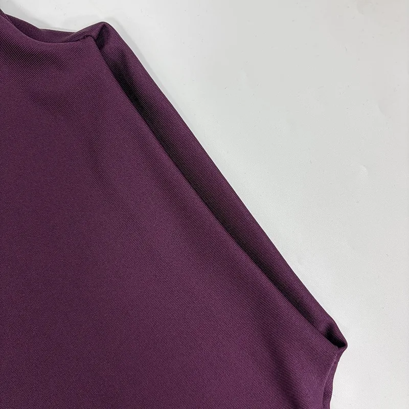 Patchwork Gerafftes Bandkleid für Damen Sexy Rollkragen Elegantes Hochgeschnittenes Abendkleid mit Langen Ärmeln – Detail 14