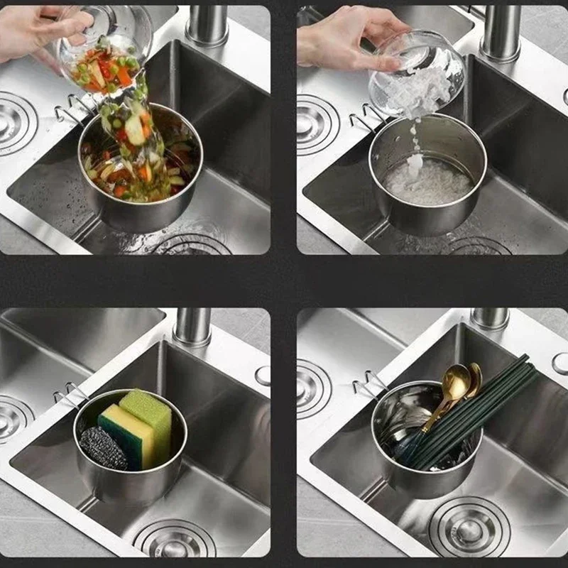 Crépine de vidange d'évier en acier inoxydable, panier multifonction de cuisine, collecteur de nourriture, passoire de fruits et légumes pour filtre de déchets de cuisine