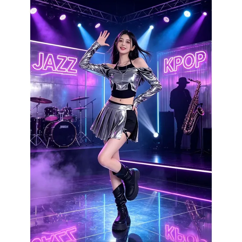 Костюм для выступлений K-pop гёрл-групп, женский комплект для джазовых и хип-хоп танцев, модная одежда для выступлений на сцене K-Dance и карнавальных шоу