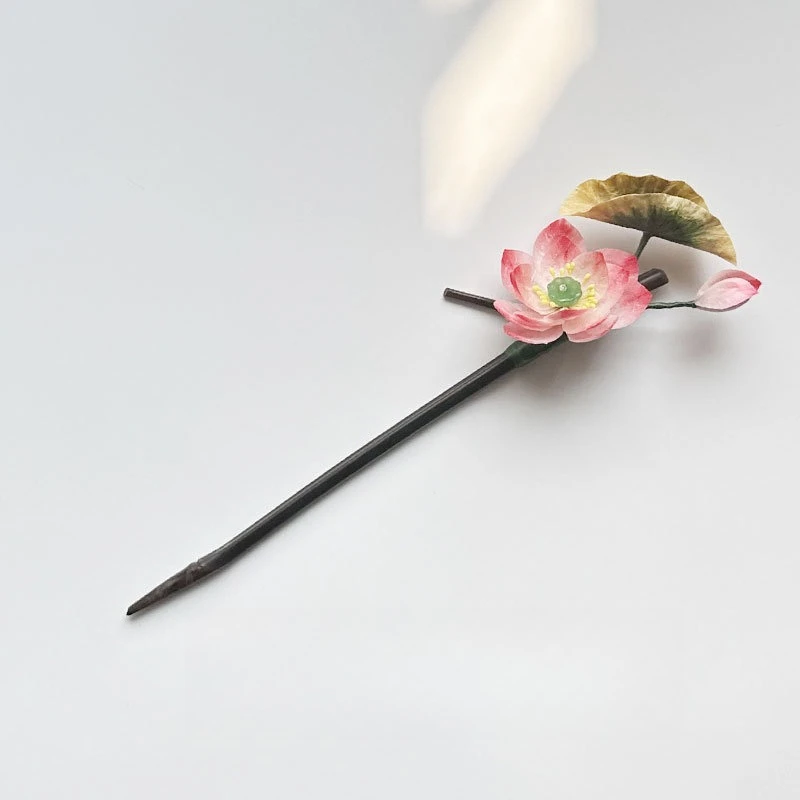 

Super fairy velvet lotus hair accessories hairpin shallow clear lotus wan lotus hair hairpin step swing hanfu cheongsam