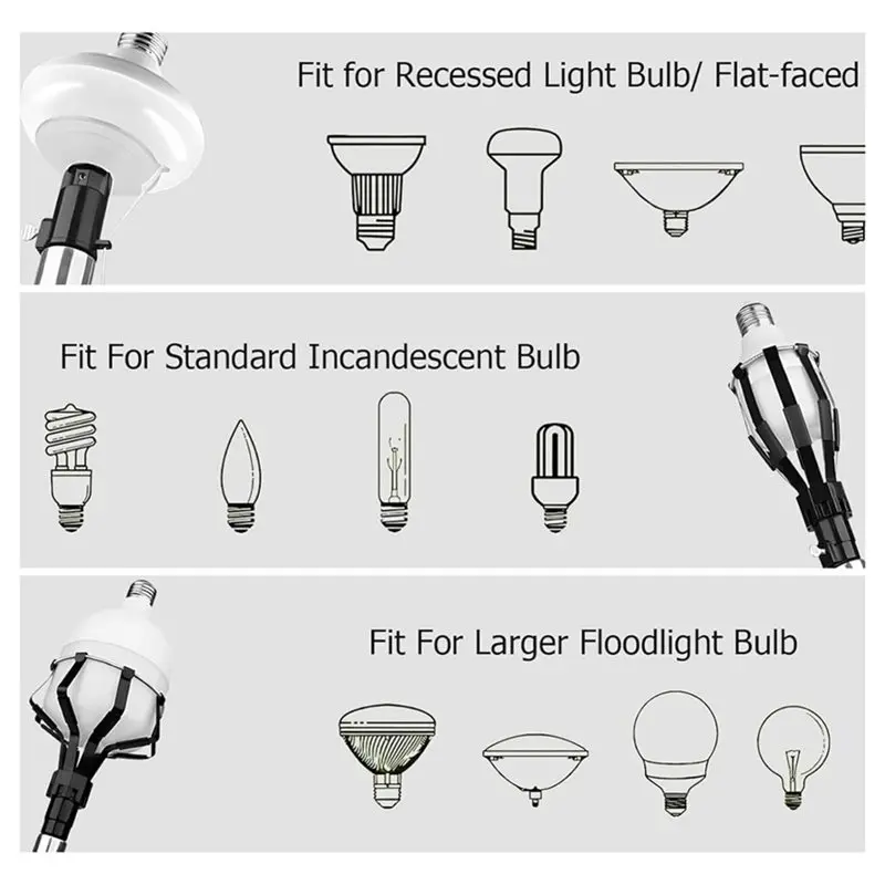 AB46-Suction Cup& Extension Pole Light Bulb Removal Tool, 12FT Light Bulb Changer For High Ceiling With Baskets