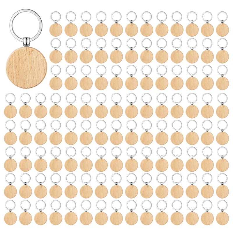 

250 Pieces Blank Wooden Key Tag Key Engraving Blanks Unfinished Wood Keychain Key Ring Key Tags For DIY Crafts,Round