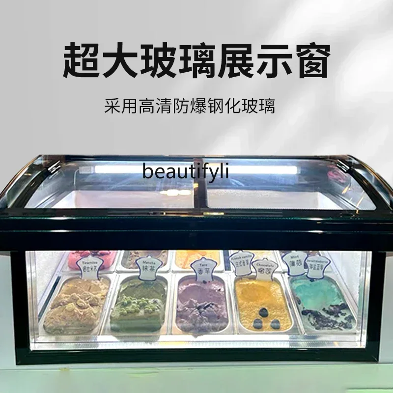 NQ Commercial Fried Yogurt Display Digging Ball Ice Cream Frozen Display 4/6 Barrels 10 Boxes Ice Cream Cabinet