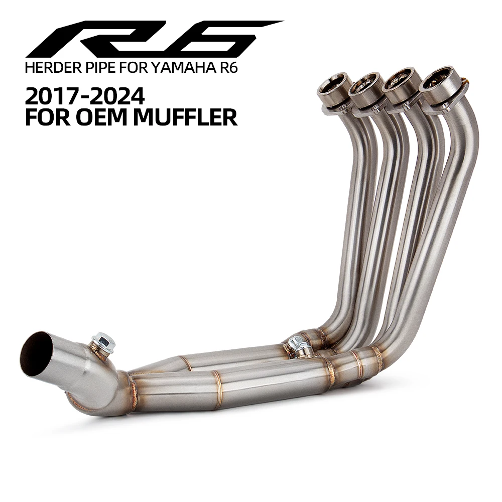 For Yamaha YZF R6 Escape System Motorcycle Exhaust Modify Stainless Front Link Pipe Connect Original Muffler Tube Racing Line