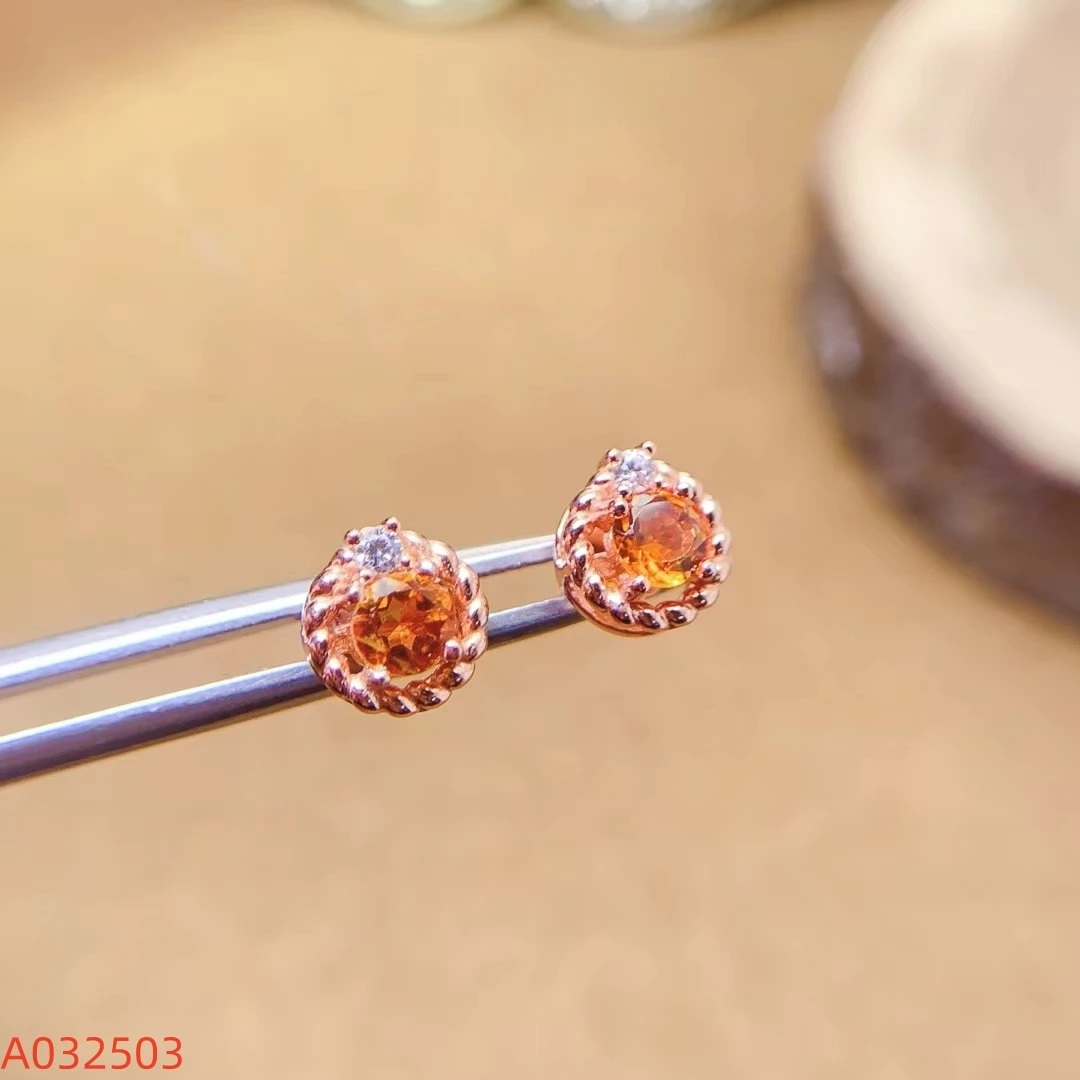 KJJEAXCMY Fine Jewelry Natural Citrine Women's Earrings S925 Silver Electroplating Process Inlaid High Clarity Support Testing