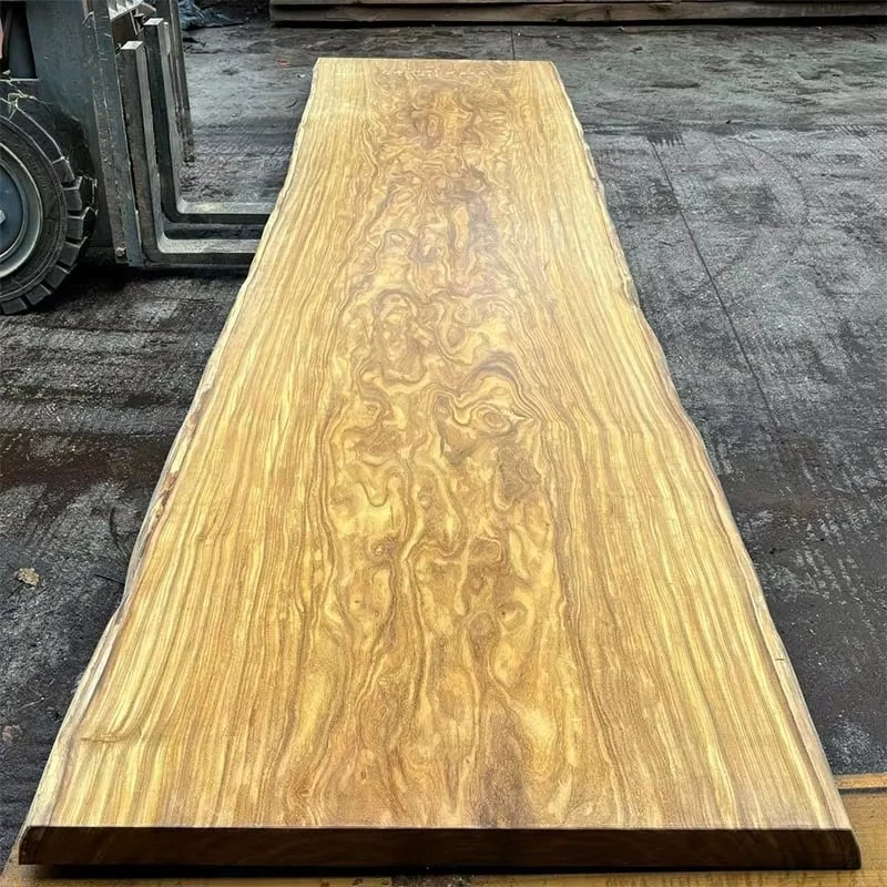 Natural Grain & Live Edge - Luxury Solid Wood Table for Opulent Interiors African Teak Wood Slab
