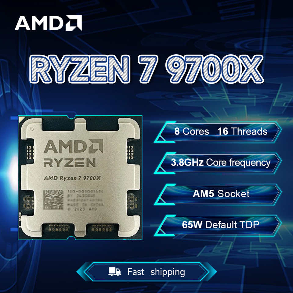  AMD New Ryzen 7 9700X Processor 5.5GHz 8-Core 16-Thread 40MB Game Cache 4NM TDP 65W Socket AM5 Gaming CPU Zen 5 