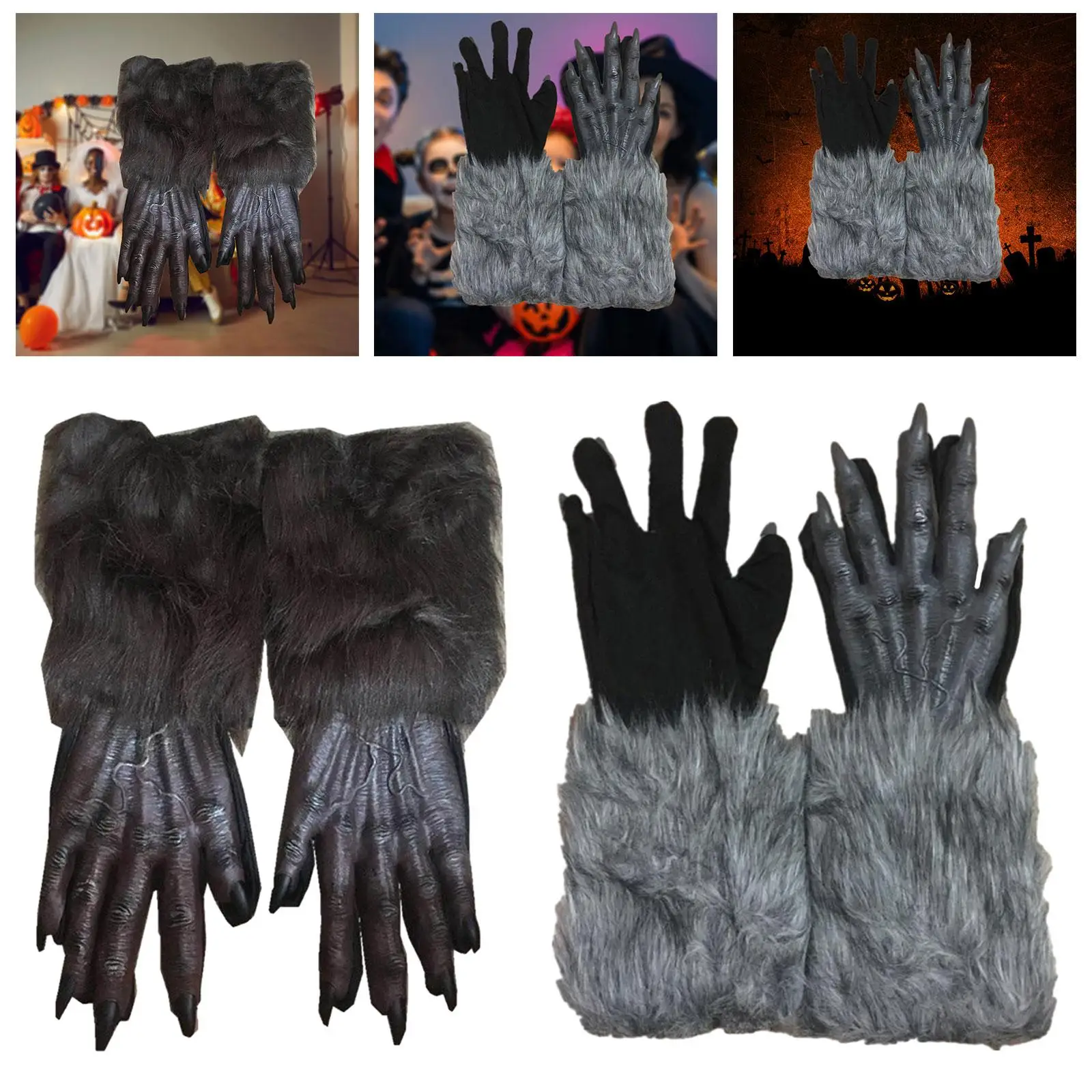 

Halloween Werewolf Gloves Lightweight Party Masquerade Nightclubs Photo Props Haunted House Roles Play Portable Costume Gloves