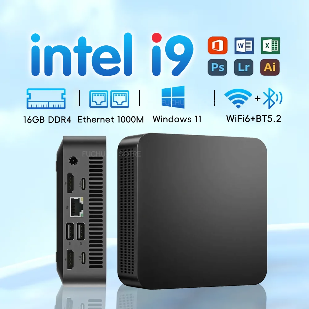 MINI PC Intel Core I9 10980HK/i3-6100U Windows 11 PRO MINI PC 16GB DDR4 2048GB SSD WIFI 6 BT5.2 Gaming MINI PC