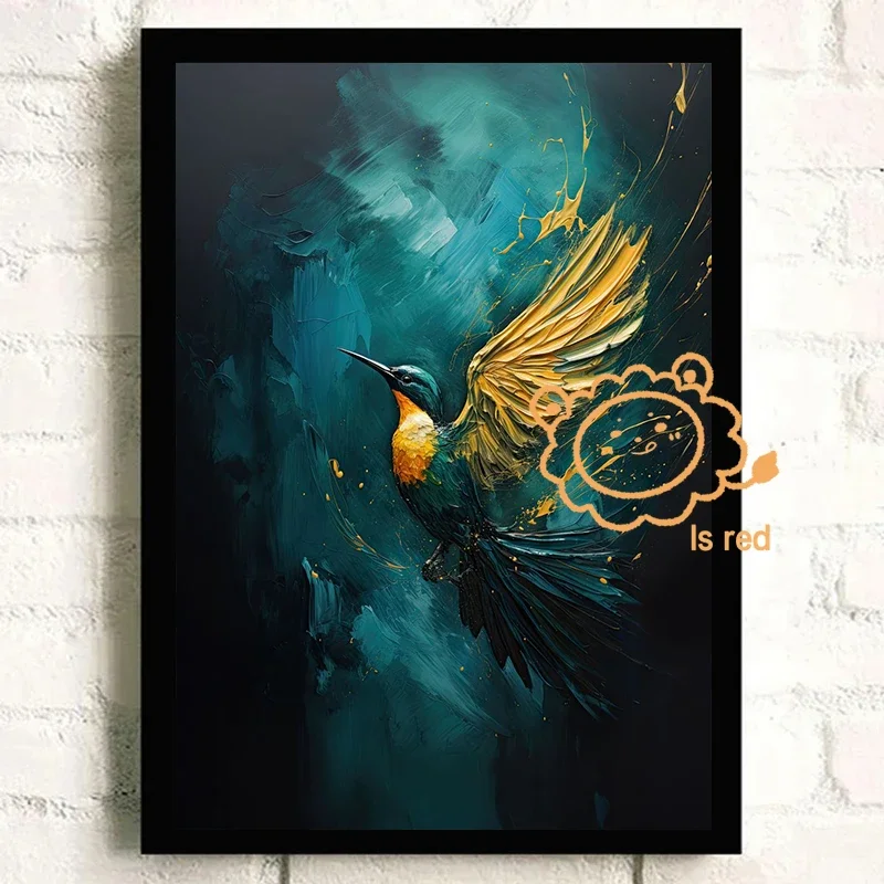 Impasto طبيعة المشارك الغابة الأزرق بحيرة جبل شجرة الذهب قماش الطباعة للمنزل غرفة جدار الفن الديكور اللوحة بدون إطار