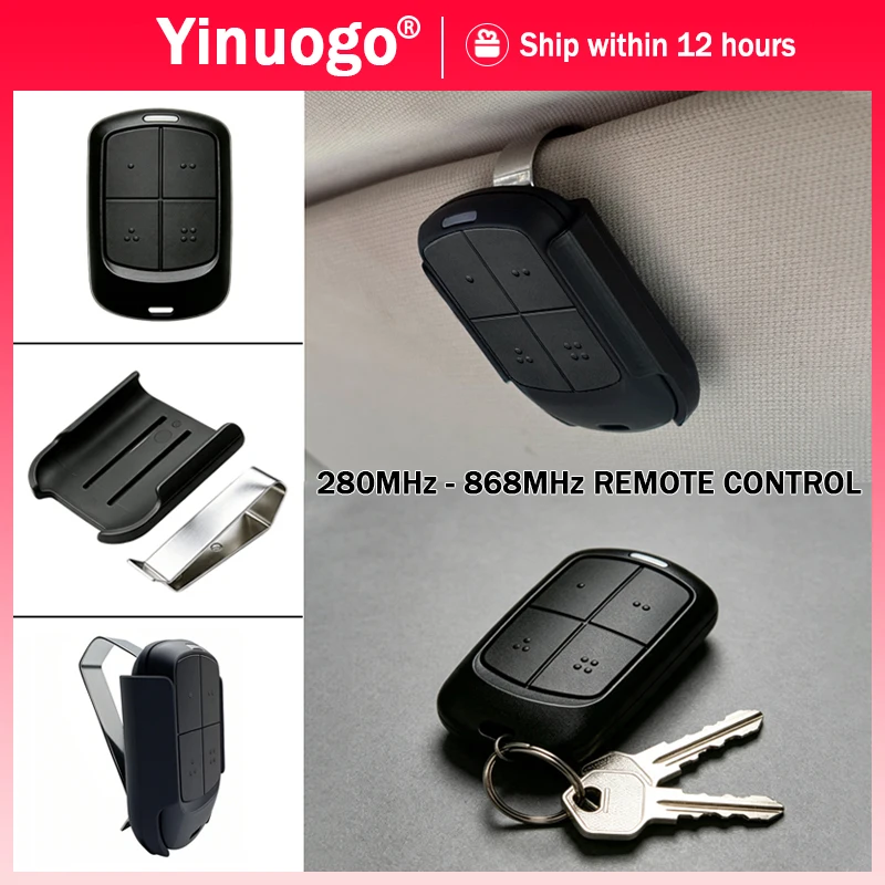 Multi-frequency 280-868MHz Garage Door Opener Remote Control Gate Opener 433MHz Handheld Transmitter With Car Sun Visor Clip