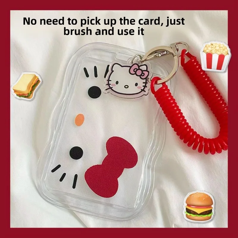 Kawaii Cartoon Hello Kitty Card Holder Cute KT Cat ID Card Student Card Holder Girls Keychain Bus Card Holder Gifts