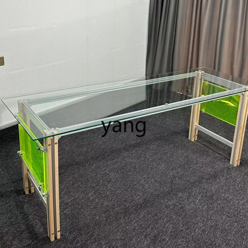 

CX Modern Simple Household Rectangle Glass Dining Table Multiplayer Meeting Desk