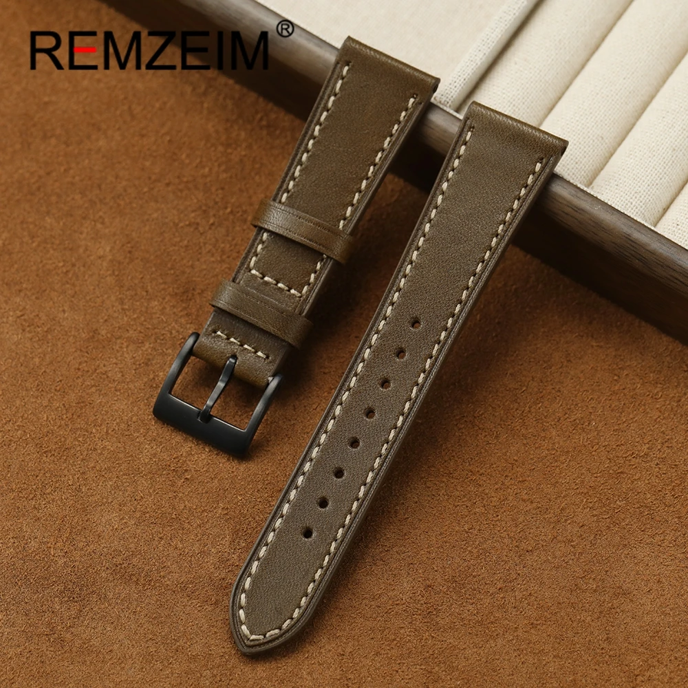 Retro-Stil Echtes Lederarmband 20mm 22mm High-End Business Büro Tragen Armband Rindsleder Armbanduhr Band