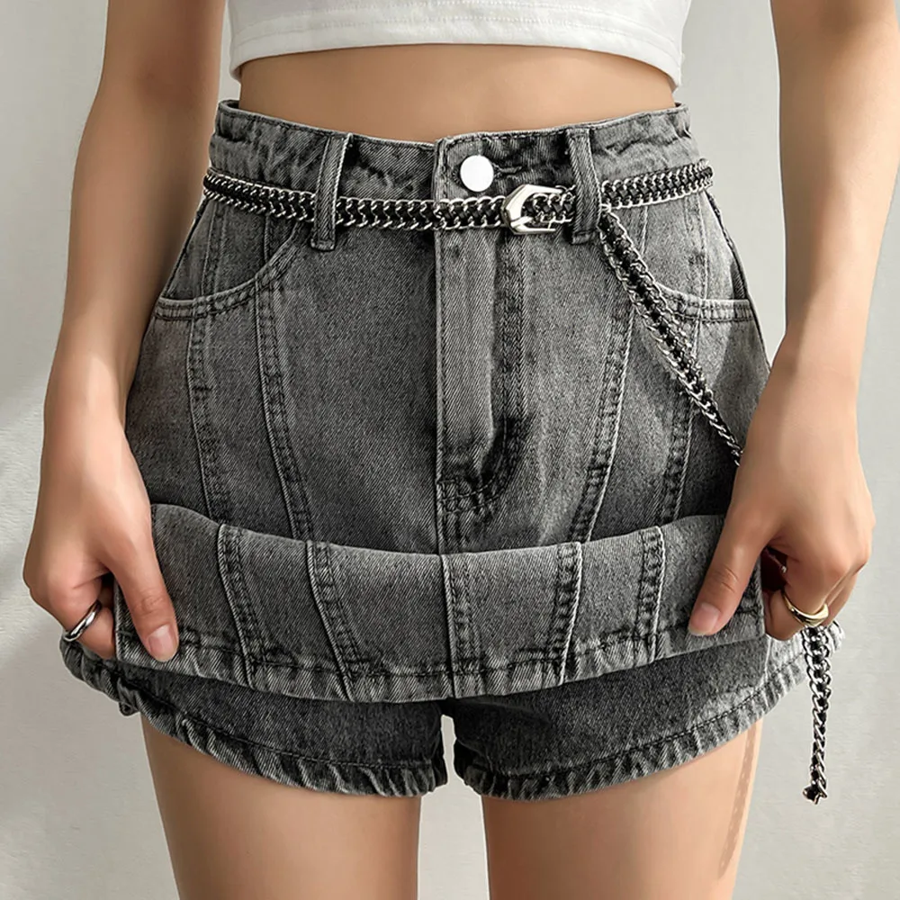 2022 New High Waist Shorts Skirt Summer Denim Shorts Women Sexy Slim Pole Dance Mini Shorts Feminino