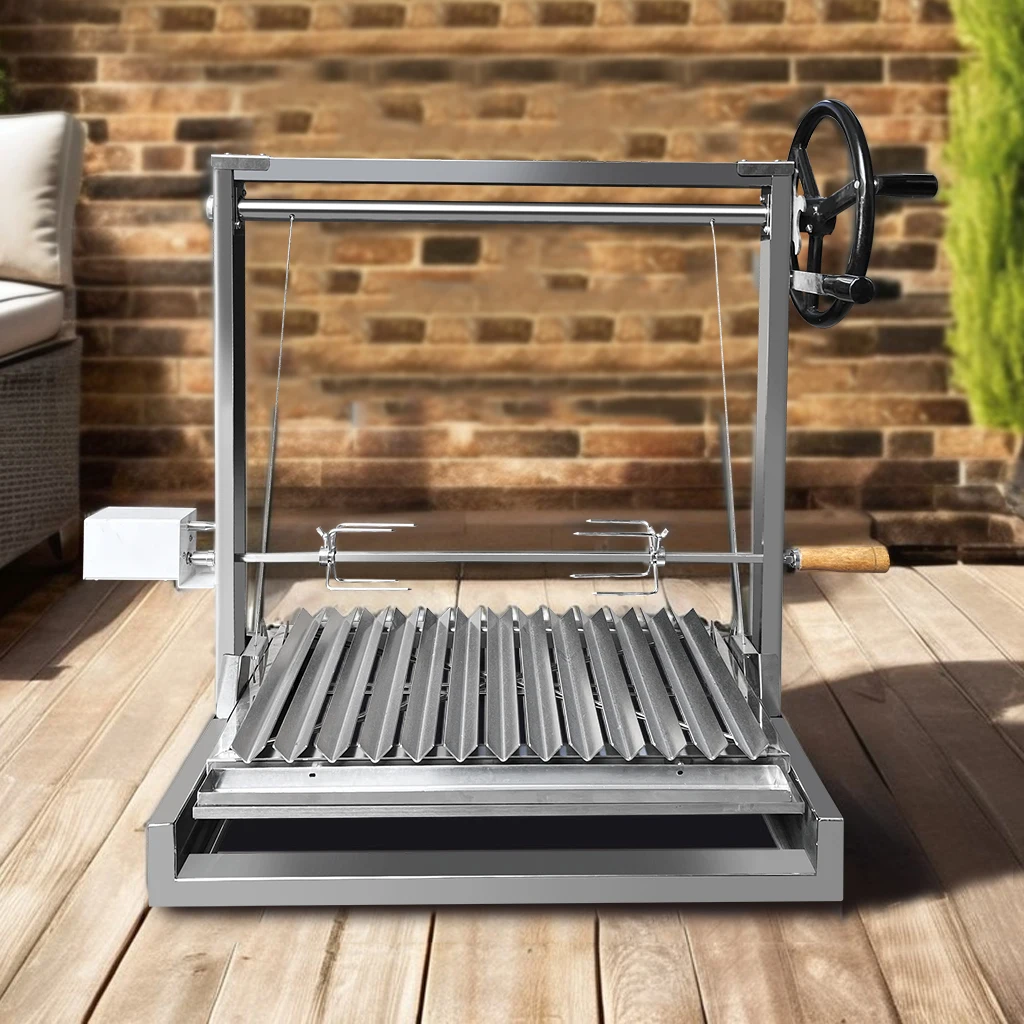 Stainless Steel  Top Wood Fire Built-in BBQ Grill Santa Maria  Asado Parril.la Grill with Rot.iss.erie System