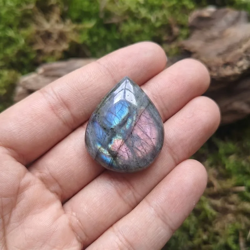 2Pcs/4Pcs Natural Unisoc Labradorite Teardrop Cabochons - Bohemian Style, Multi-Color, Ideal for Crafts and Jewelry Making