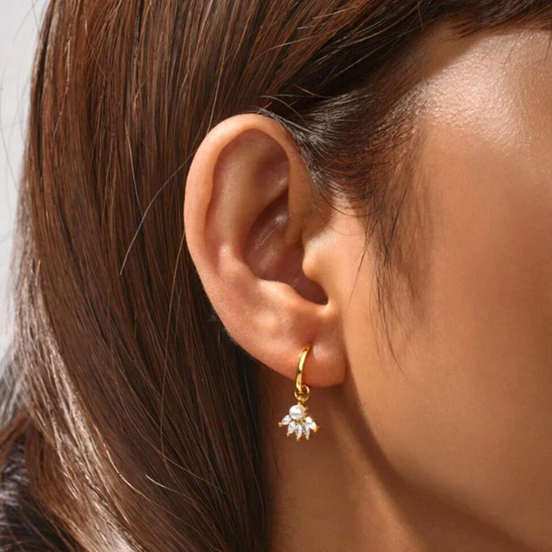 925 Sterling Silver Ear Needle Crystal Zircon Tassel Pendant Hoop Earrings Retro Small Fragrance Style High Jewelry Women Gifts