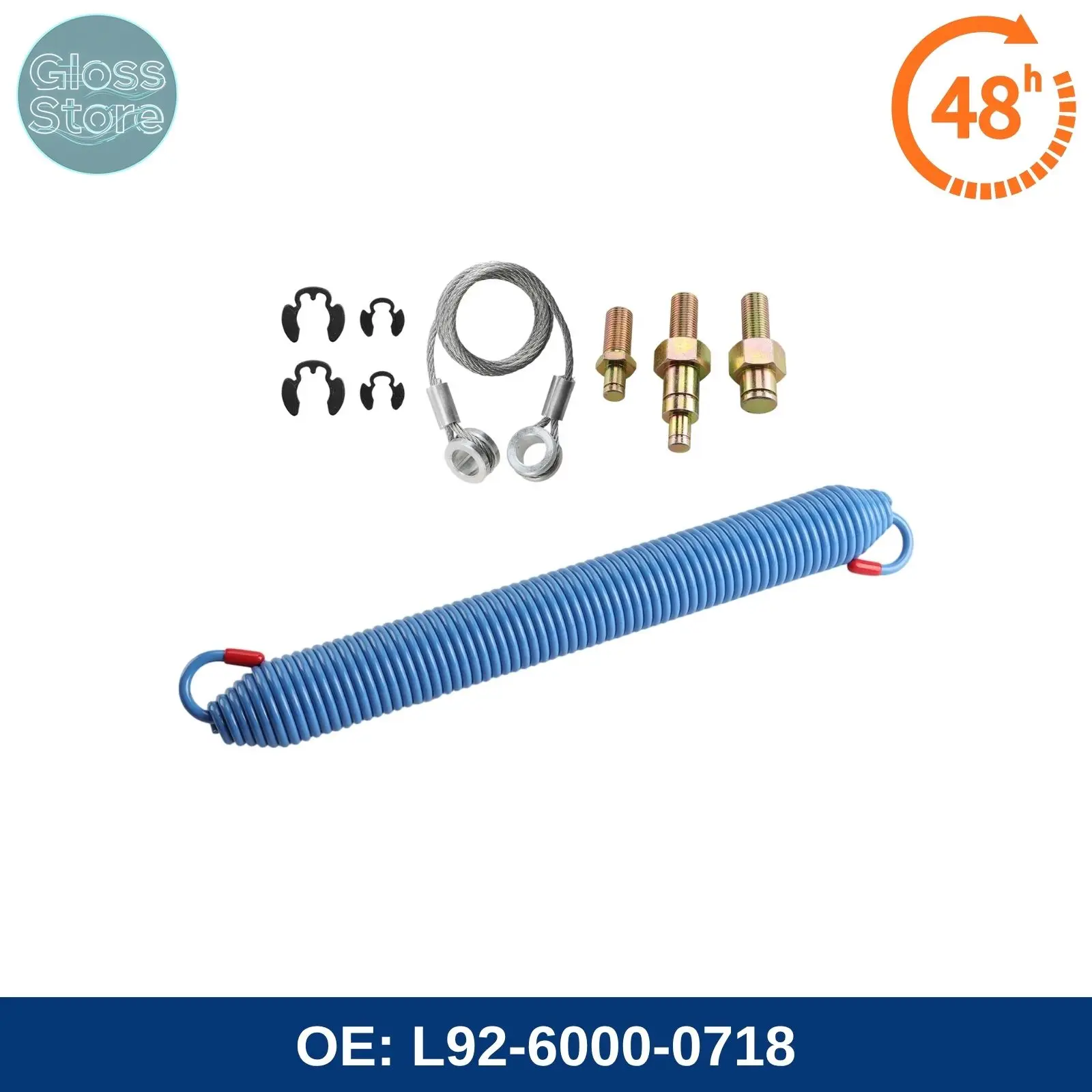 L92-6000-0718 13-04638 Hood Spring, Cable and Stud bolts w/ Retaining Rings Fit for Engine Peterbilt 379 13-03761 13-03663