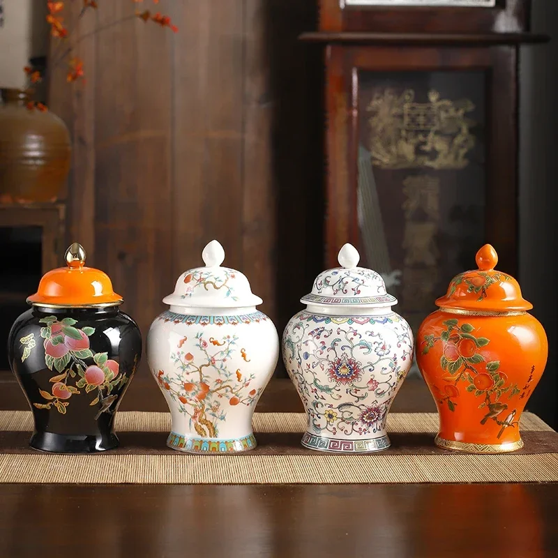 Ceramic Candy Box Blue and White Porcelain Tea Jar  Vintage Moisture Proof Candy Nuts Storage Box Decorative Vase General Jar