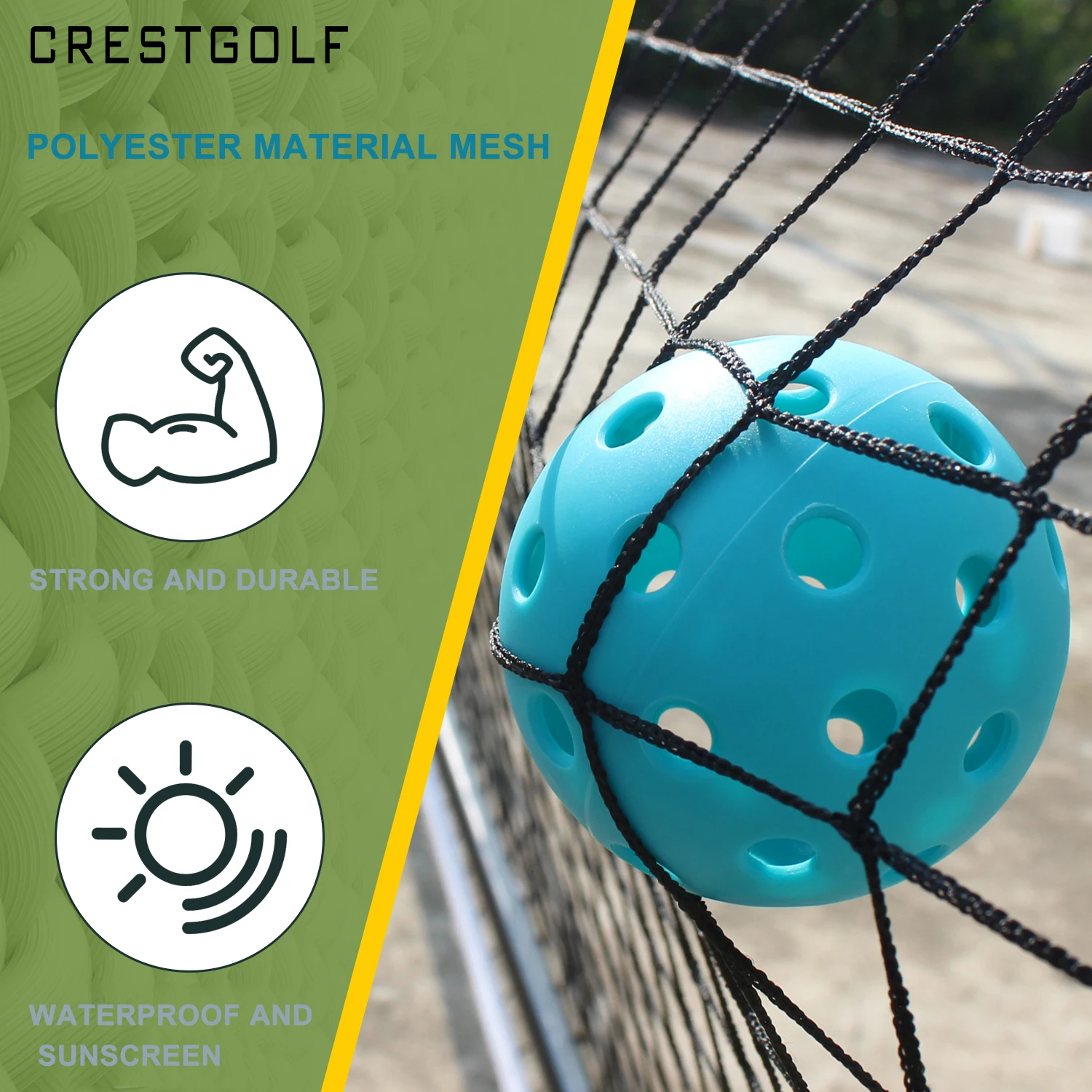 CRESTGOLF-شبكة بيكلبول محمولة بإطار معدني ثابت ، شبكة نايلون قوية ، حقيبة حمل لألعاب بيكلبول ، طول 22ft