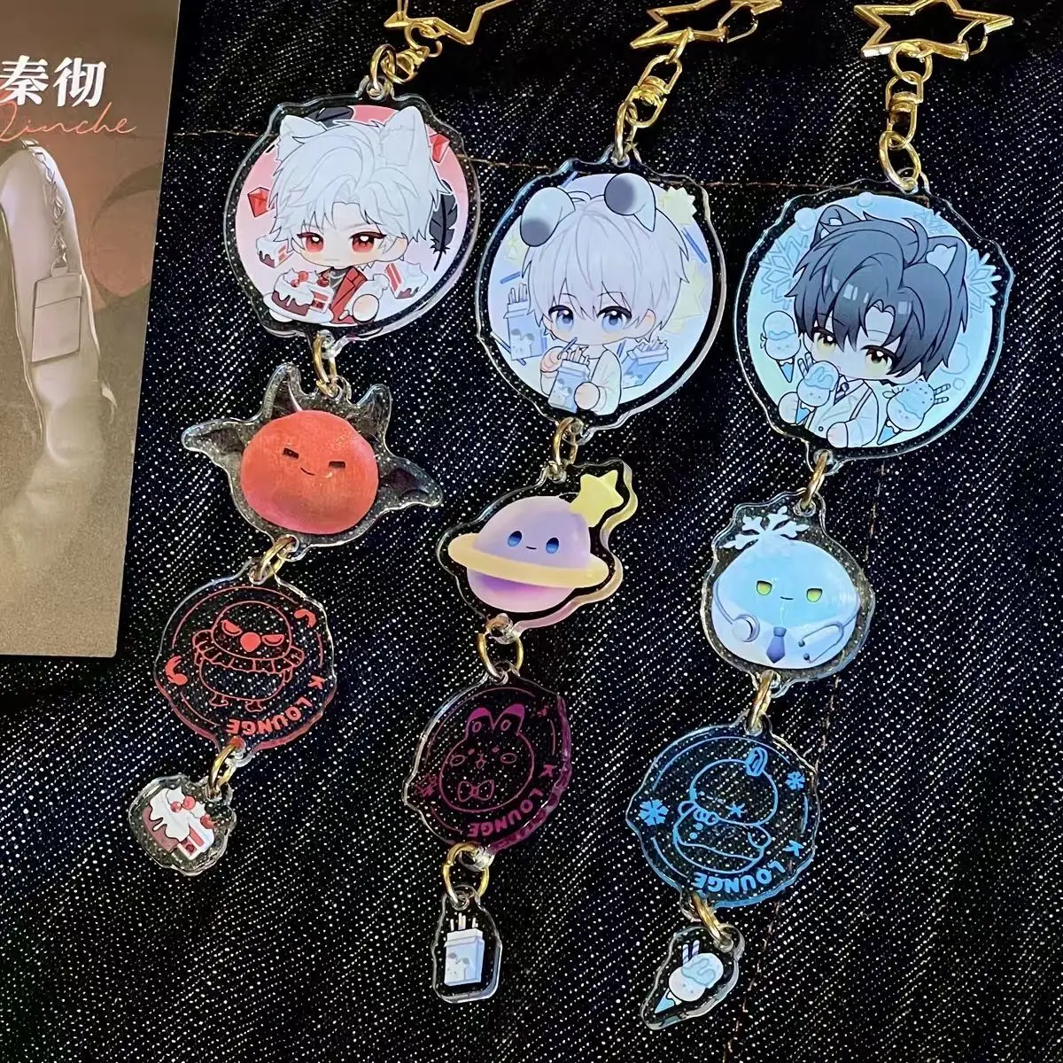 Game Love and Deepspace Keychain Xavier Zayne Rafayel Sylus Cosplay Cartoon Figure Acrylic Keychains Bag Pendant Accessories