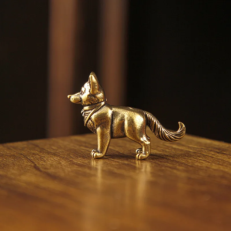 4/2 Pieces of Mini Guard Dog Brass Ornaments, Zodiac Dog Puppy Desktop Decoration, Copper Ornaments Crafts