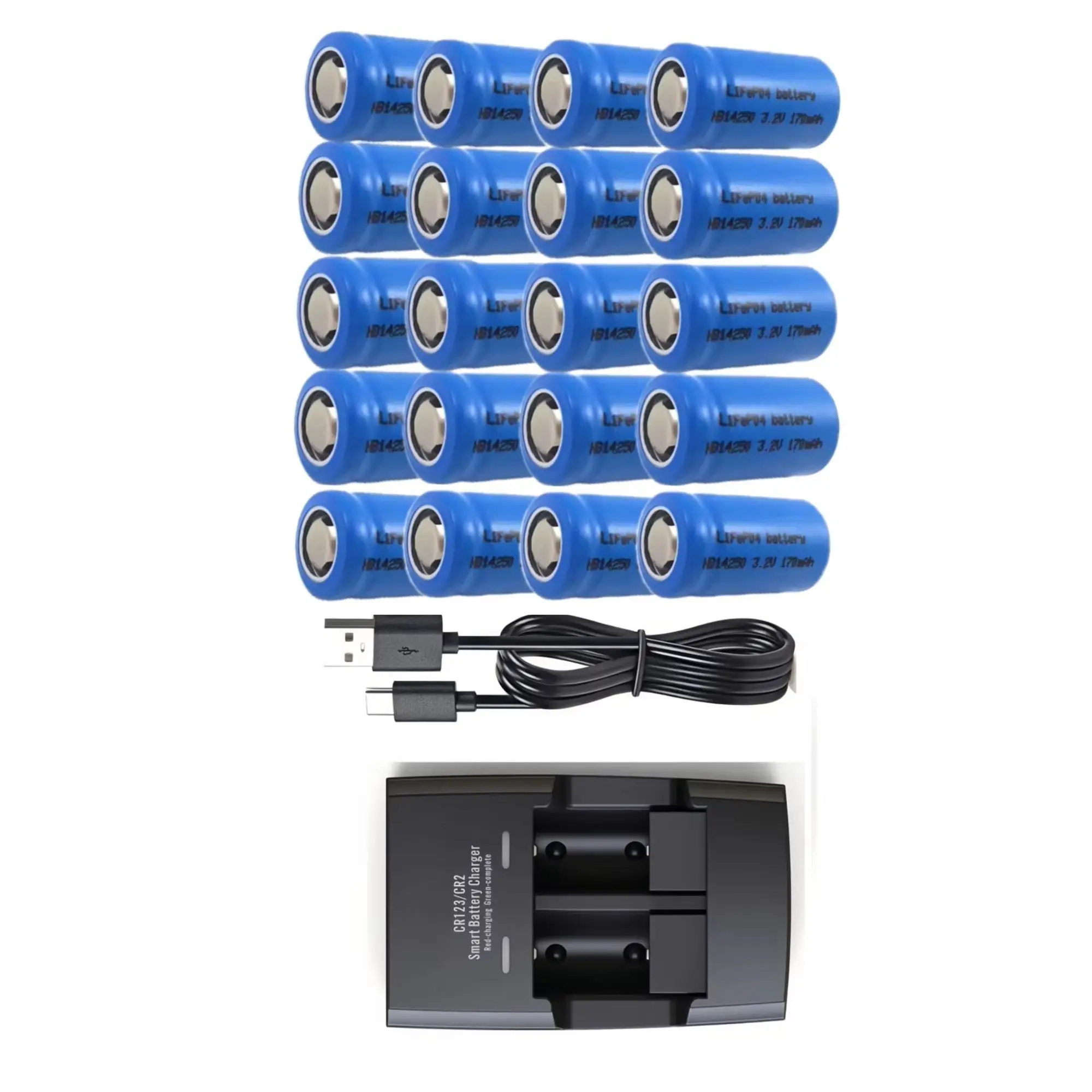 

20PCS 14250 LiFePO4 battery 3.2V 170mAh Charger for Smoke alarm Infrared laser sight Flashlight Digital cameras Walkmans MP3 MD