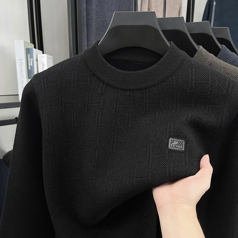 Marque haut de gamme mode en relief hommes pulls automne hiver luxe coréen mode confortable chaud top nouveau pull en tricot