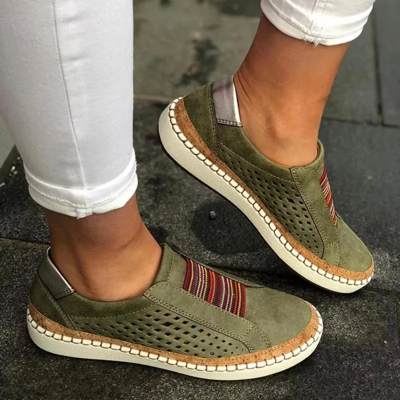 XIHAHA Women Slip on Sneakers Shallow Loafers Vulcanized Shoes Breathable Hollow Out Casual Ladies Shoe Women\'s Single Shoes