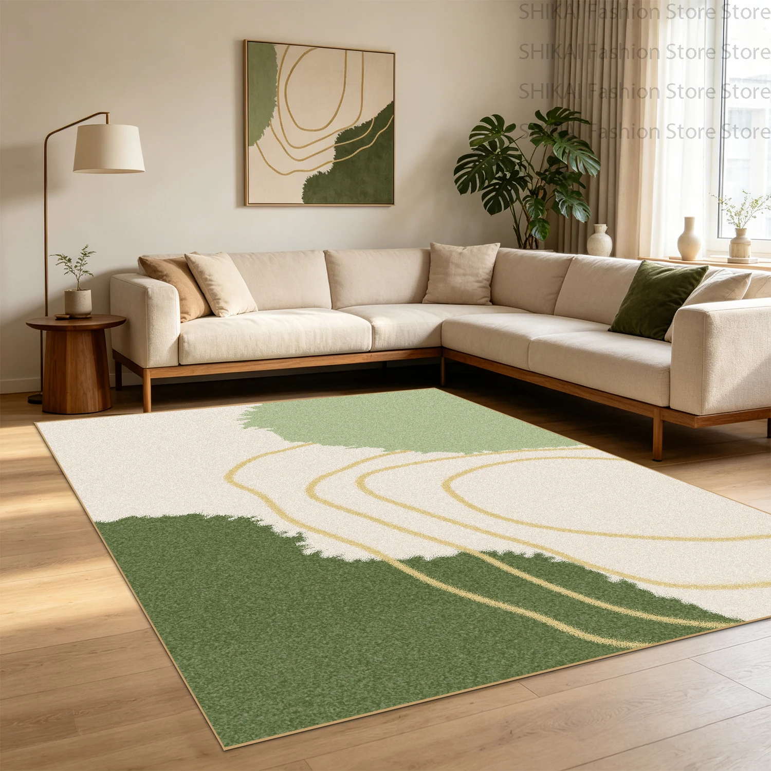 Ins Simple Fresh Style Line Living Room Carpet Washable Soft Foldable Large Room Rugs Easy Cleaning Foldable Coffee Tables Mat