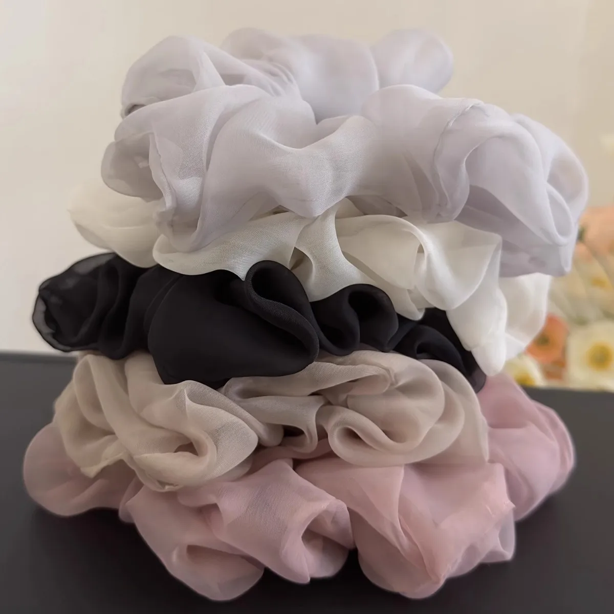 

Sweet Chiffon Scrunchies for Women Gentle Hair Ties Elegant Ponytail Holder Fashion Hair Accessories 1/5Pcs