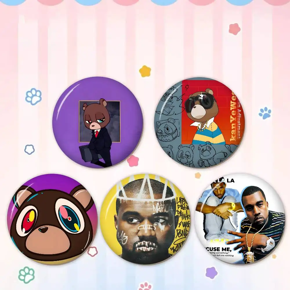 K-Kanye-West-YE Bold-Artistic Round Button Pins Slogan Creative Brooches Backpack Clothes Decoration Jewelry Gifts