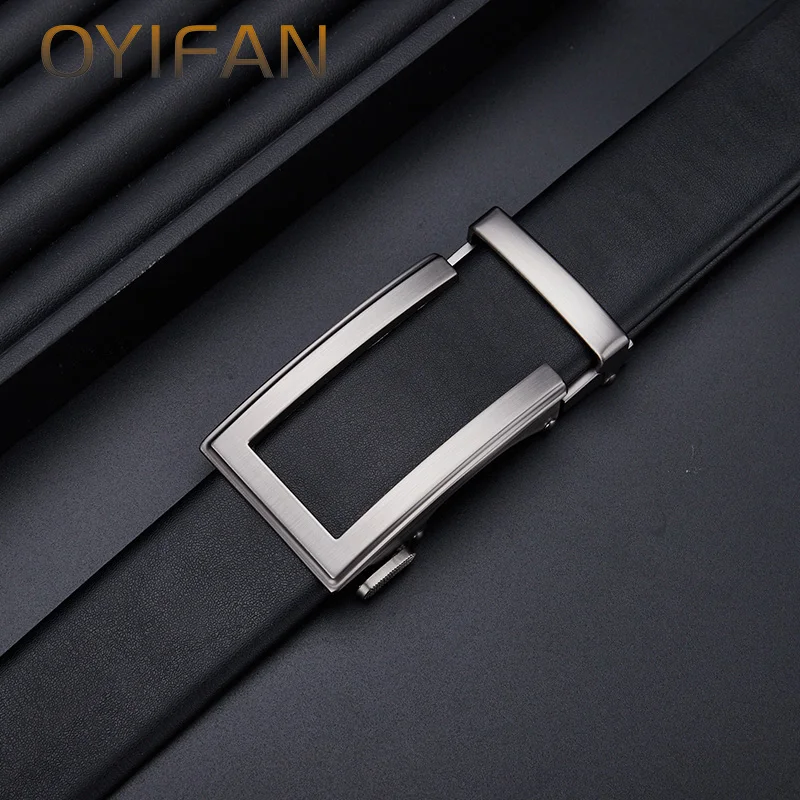 Fashion Designer Men\'s Automatic Belt 110-130cm Alloy Automatic Buckle Ratchet Belt Men\'s Genuine Leather Belt