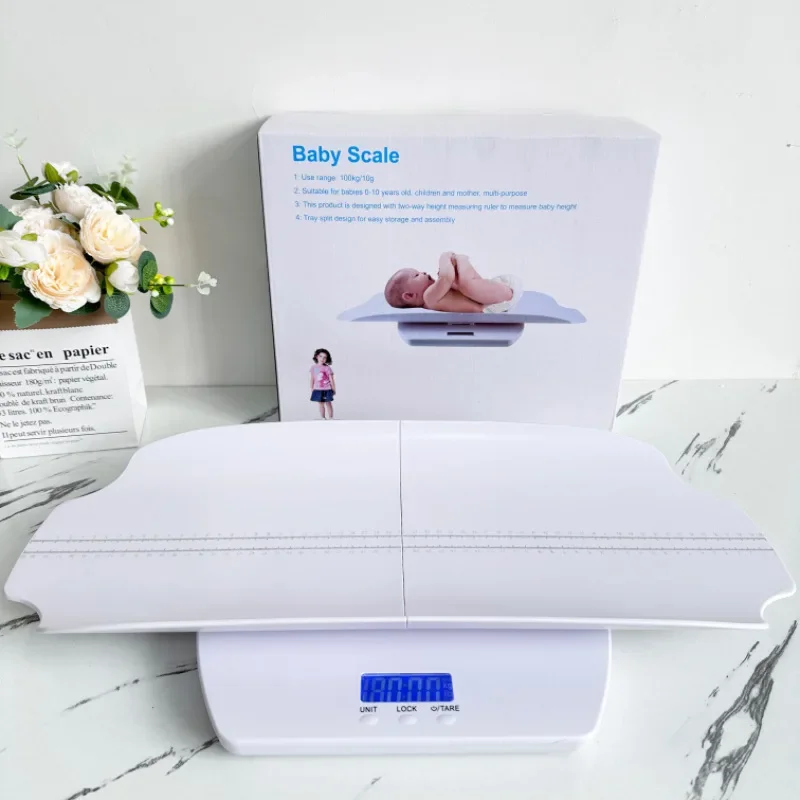 

LCD Infant Baby Weighing Scales Wholesales 100KG 4 in 1 Height measuring hospital baby and mother Digital Pet scale with Tape